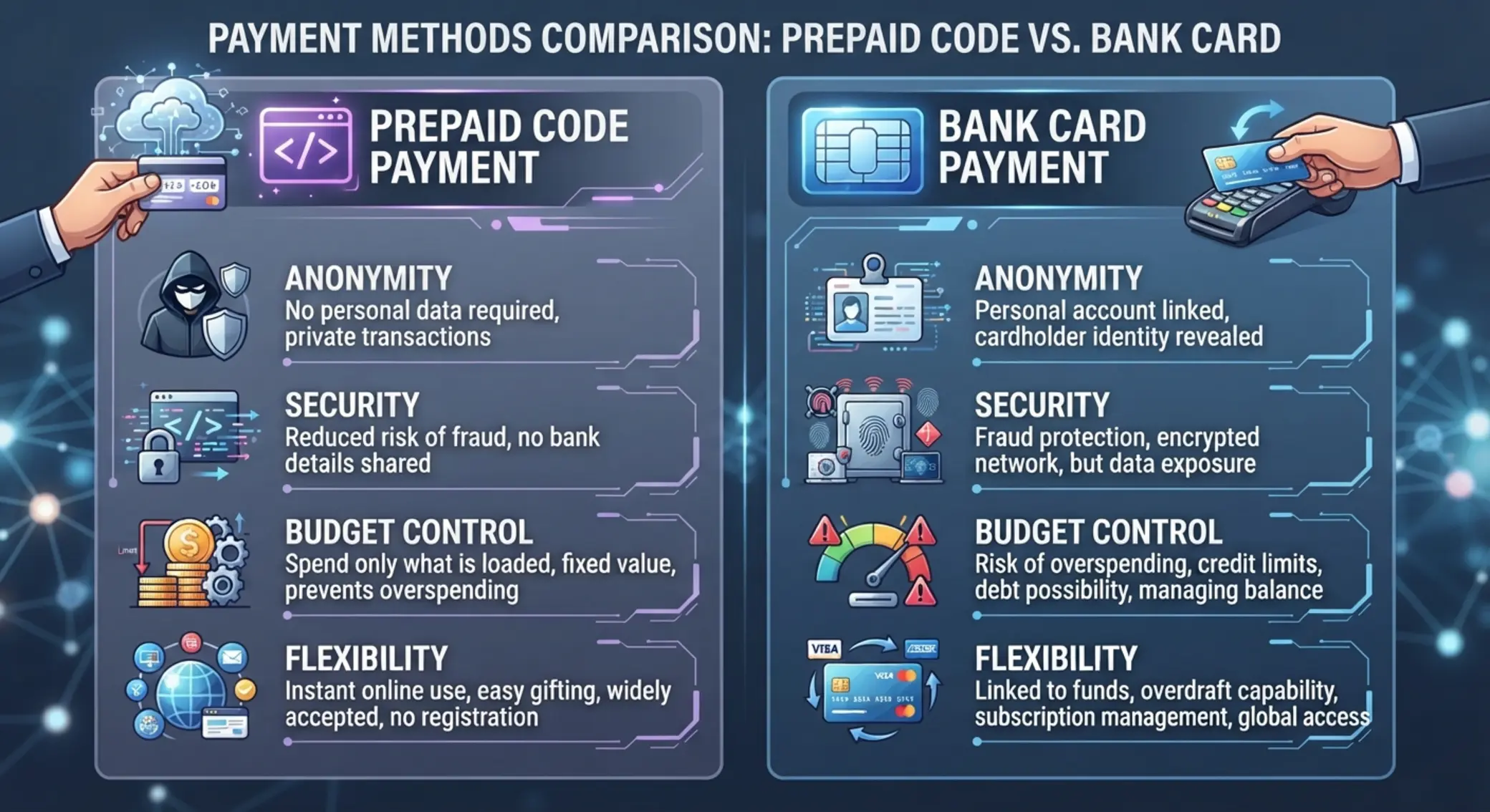 Paysafecard vs carte bancaire Comparatif visuel entre paysafecard et carte bancaire