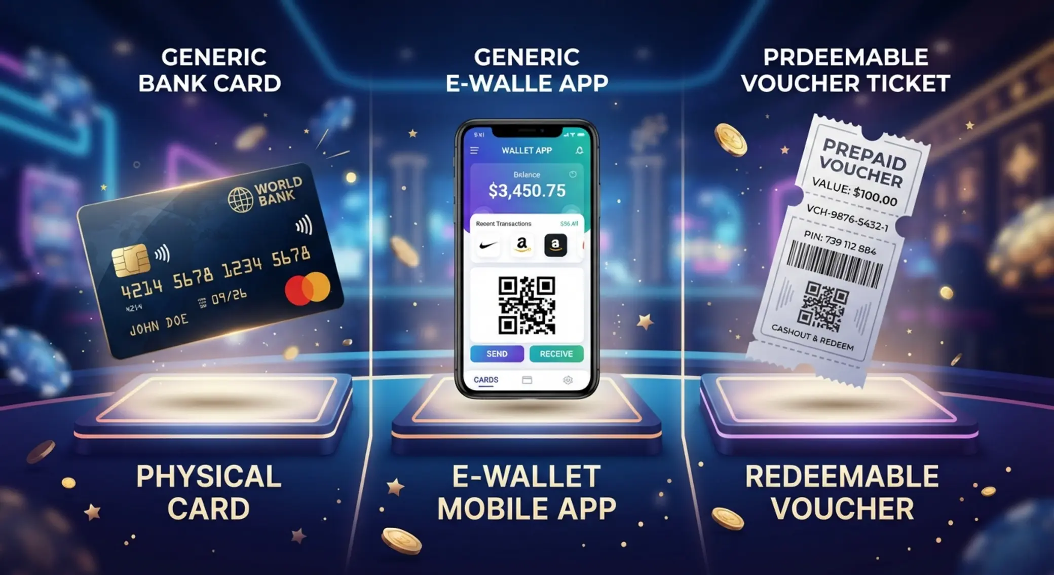 Comparer les solutions de dépôt en ligne Comparaison visuelle entre carte bancaire, portefeuille électronique et ticket prépayé