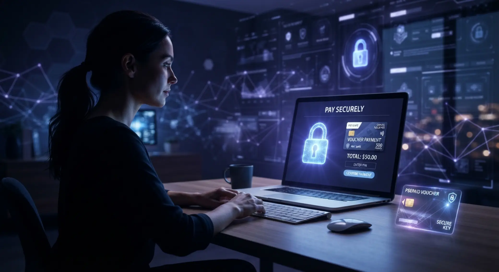 Sécurité et anonymat avec Paysafecard Concept de sécurité et anonymat pour un dépÎt en ligne avec carte prépayée